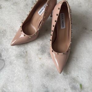 Steve Madden Cream Heels with Studded Detailing